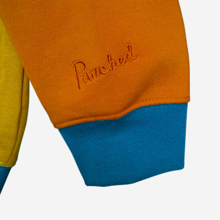 Parched Color Block Pocket Crew Neck Sweatshirt - Autumn Lagoon