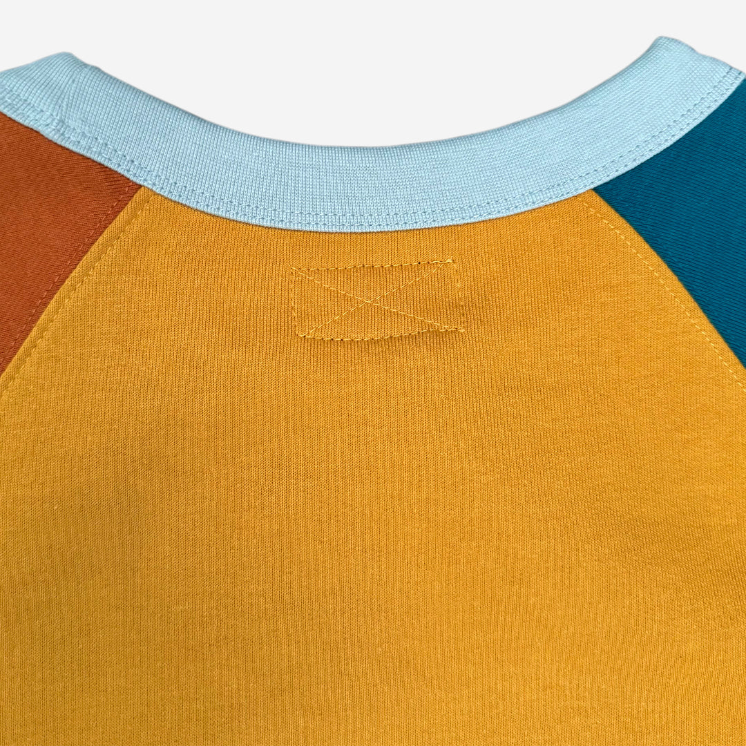 Parched Color Block Pocket Crew Neck Sweatshirt - Autumn Lagoon