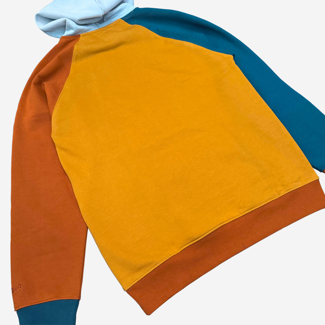 Parched Color Block Hooded Sweatshirt - Autumn Lagoon