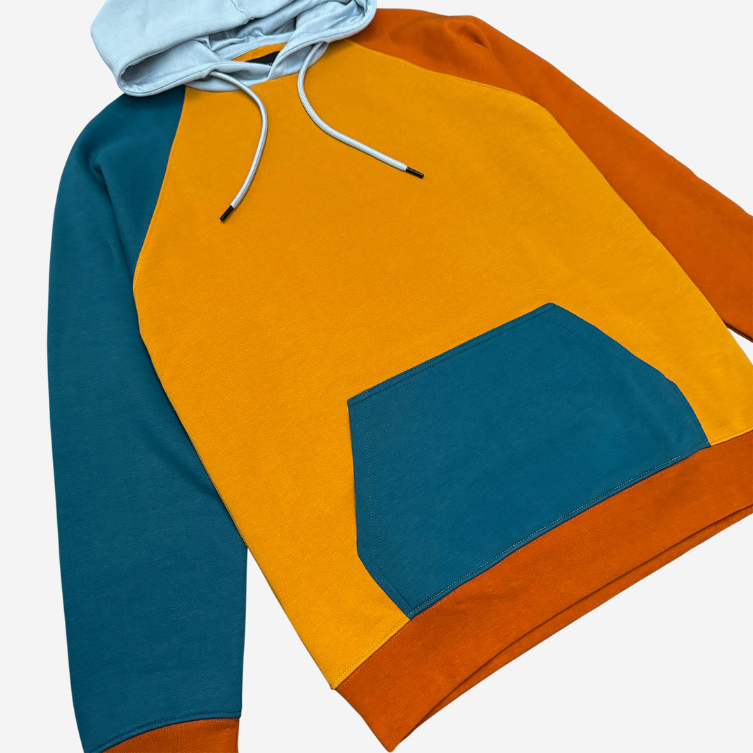 Parched Color Block Hooded Sweatshirt - Autumn Lagoon