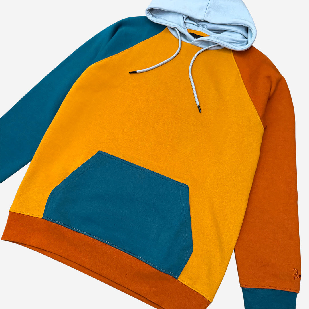 Parched Color Block Hooded Sweatshirt - Autumn Lagoon