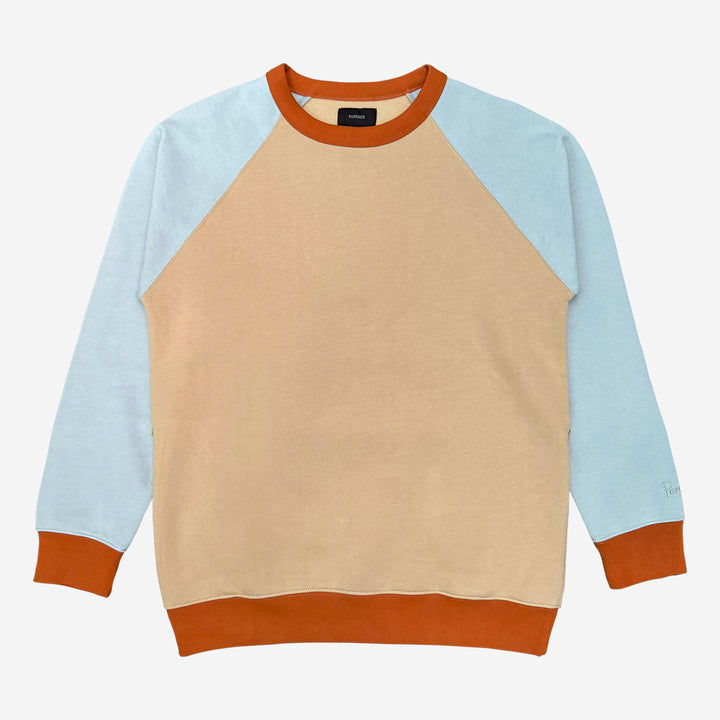 Parched Color Block Pocket Crew Neck Sweatshirt - Pale Sunset