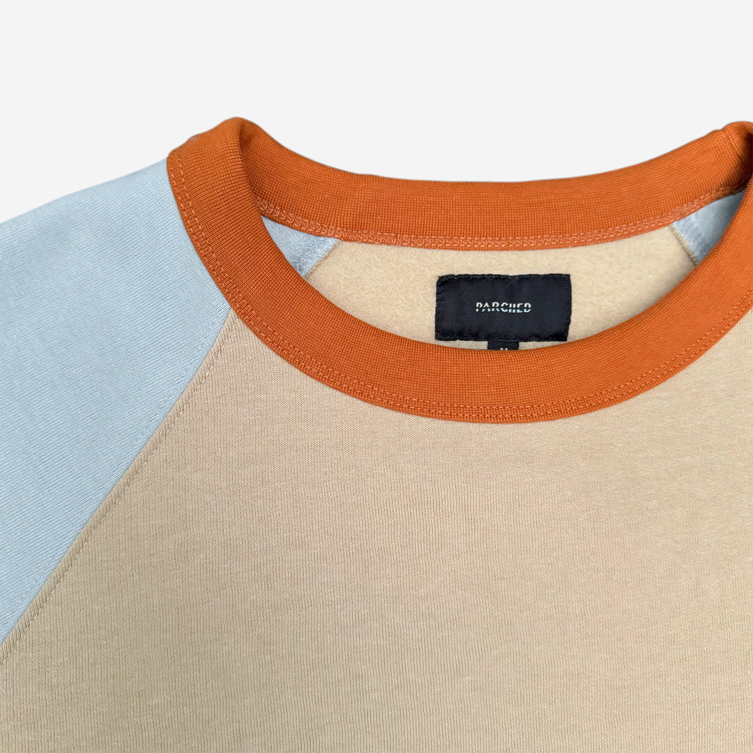 Parched Color Block Pocket Crew Neck Sweatshirt - Pale Sunset