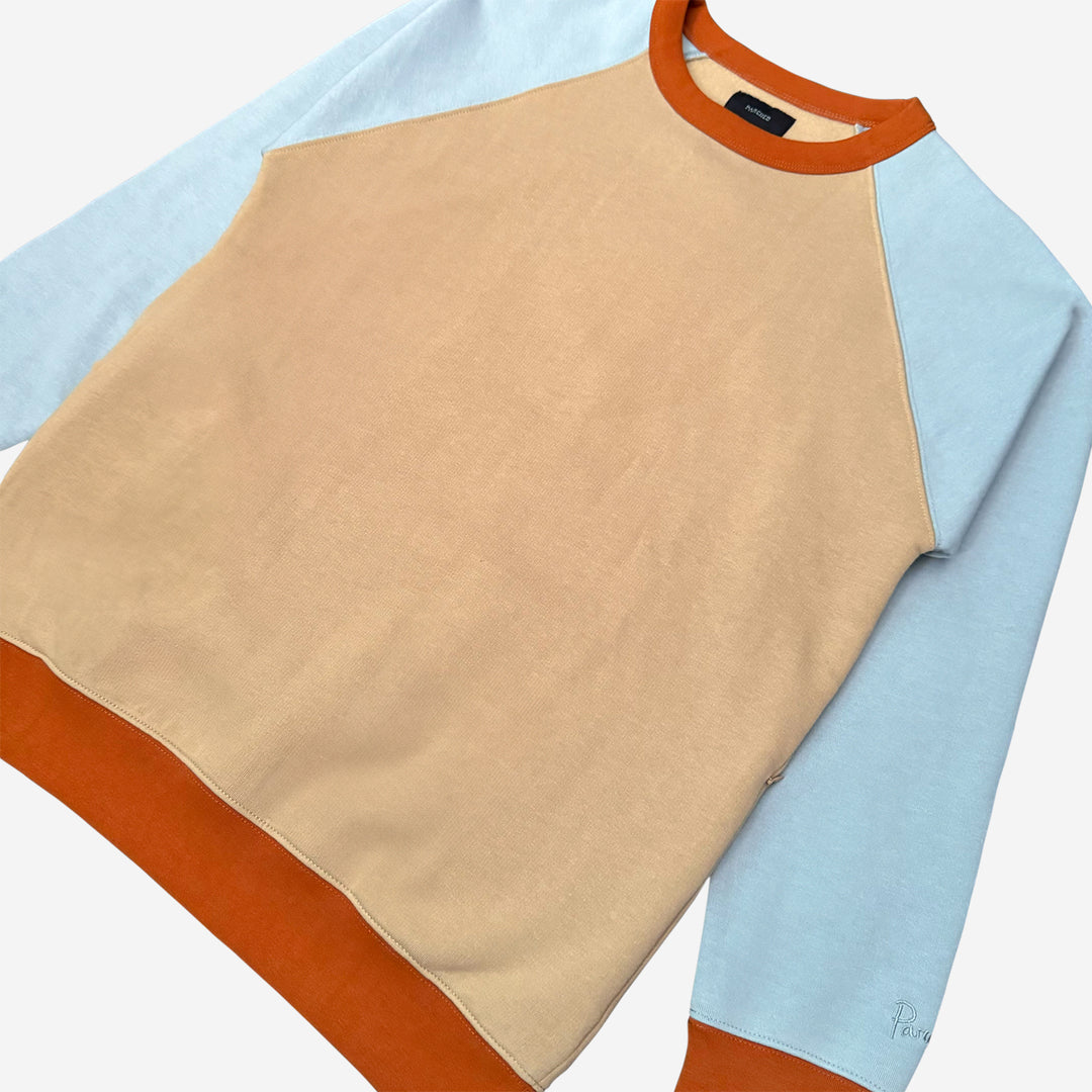 Parched Color Block Pocket Crew Neck Sweatshirt - Pale Sunset