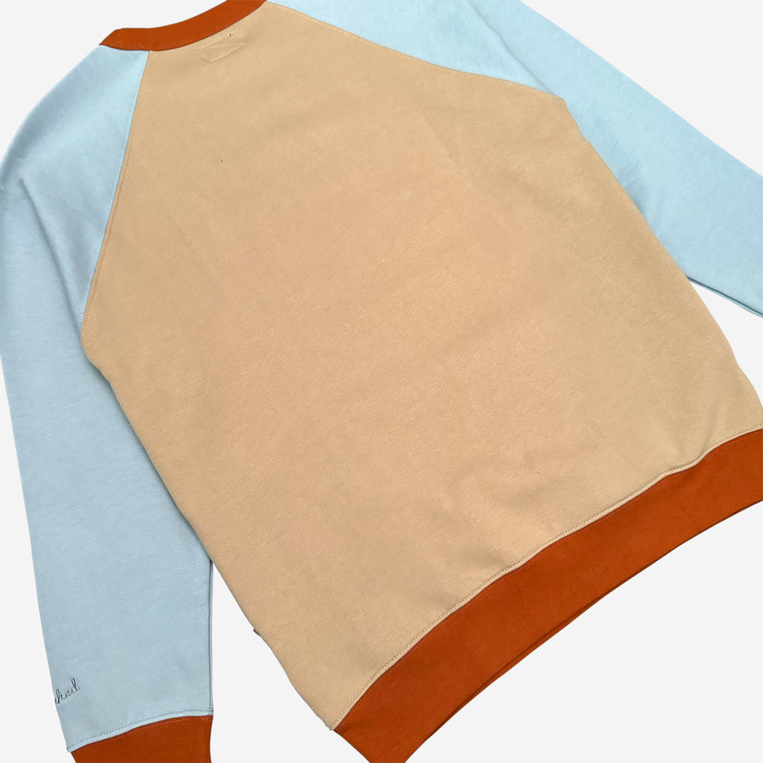 Parched Color Block Pocket Crew Neck Sweatshirt - Pale Sunset