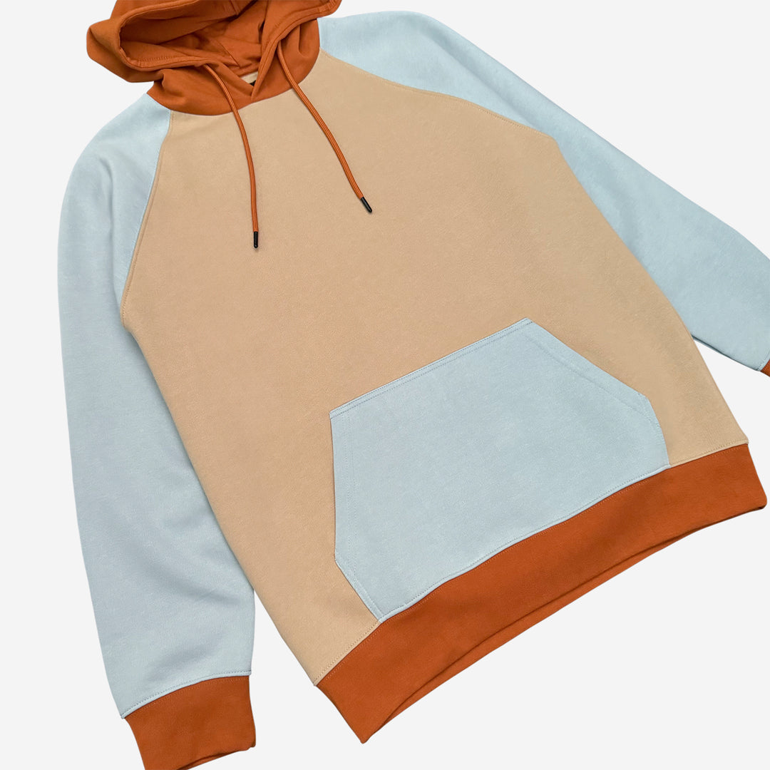 Parched Color Block Hooded Sweatshirt - Pale Sunset