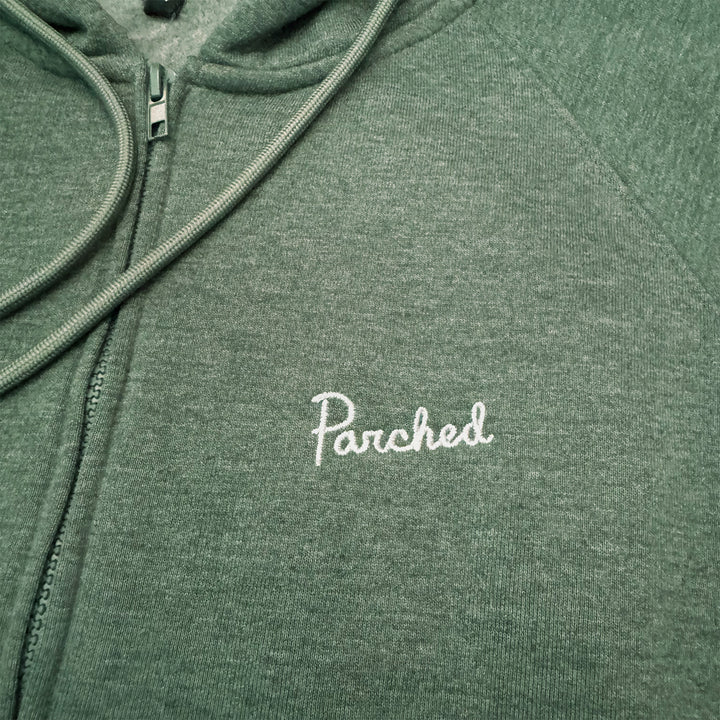 Parched Script Zip-Up Hooded Sweatshirt - Heather Forest