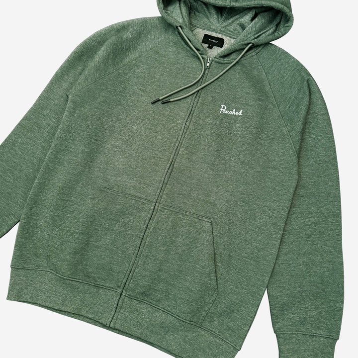 Parched Script Zip-Up Hooded Sweatshirt - Heather Forest