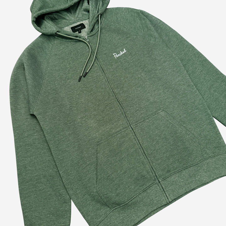 Parched Script Zip-Up Hooded Sweatshirt - Heather Forest