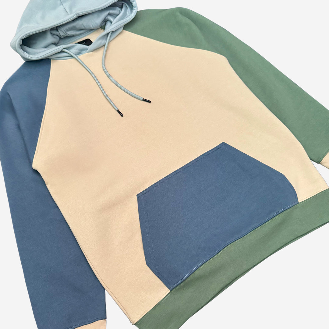 Parched Color Block Hooded Sweatshirt - Sea Glass