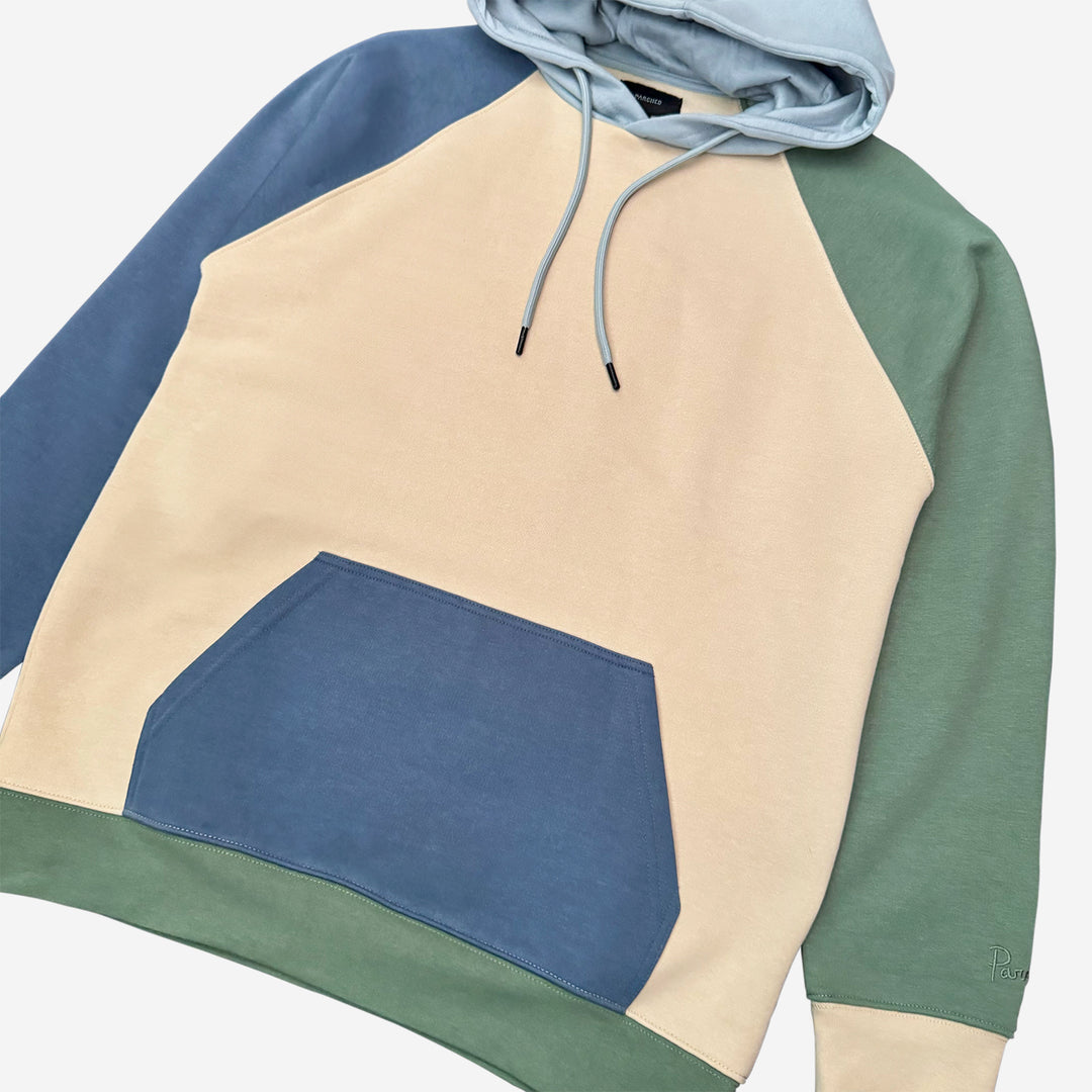 Parched Color Block Hooded Sweatshirt - Sea Glass