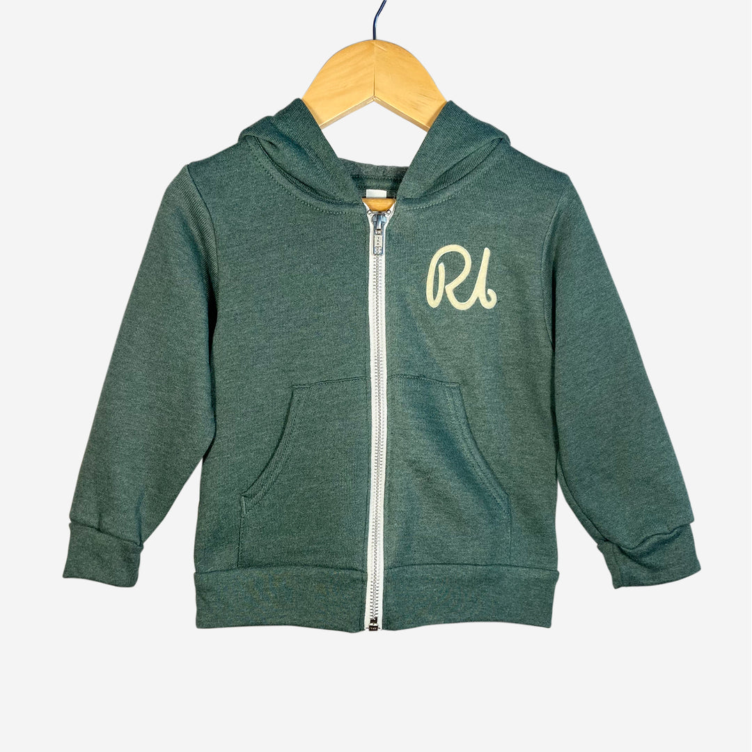 Rhode Island RI Script Toddler Zip-Up Sweatshirt